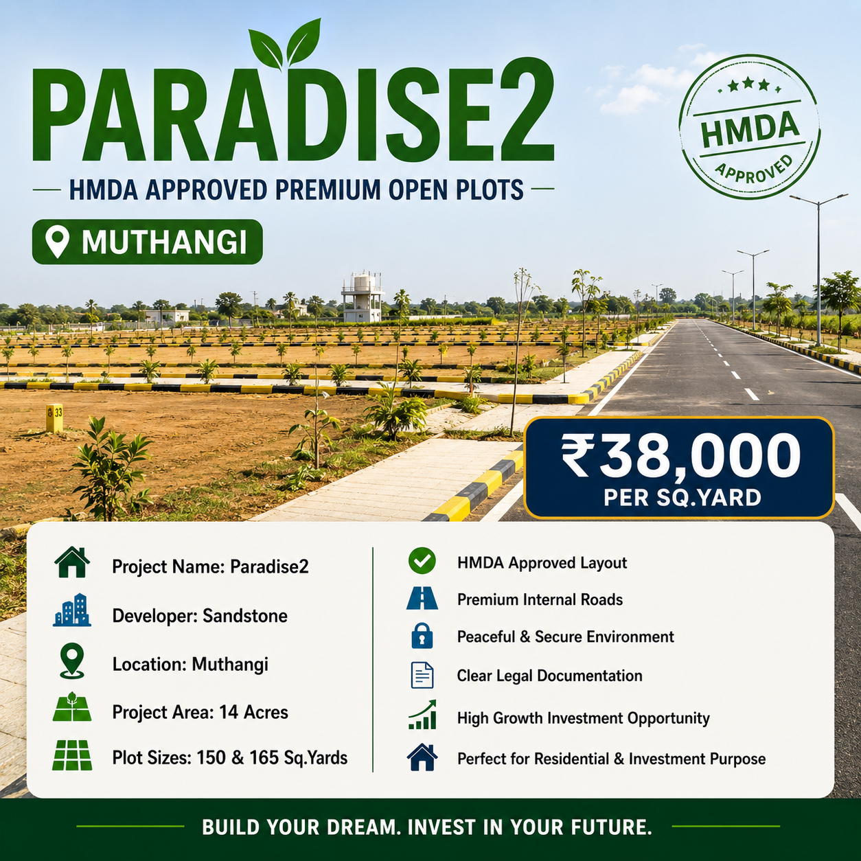 Paradise2 – HMDA Approved Premium Open Plots @ Muthangi